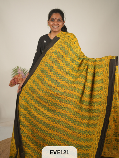 TUSSAR CHANDERI WITH GHARCHOLA - NATURAL AJRAKH HANDBLOCK