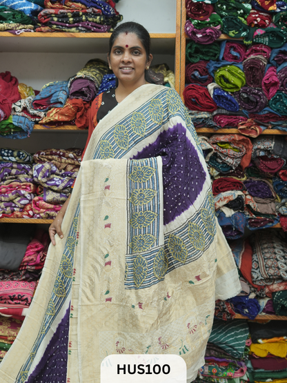 PURE DOLA SILK WITH AJRAKH MINAKARI PALLU