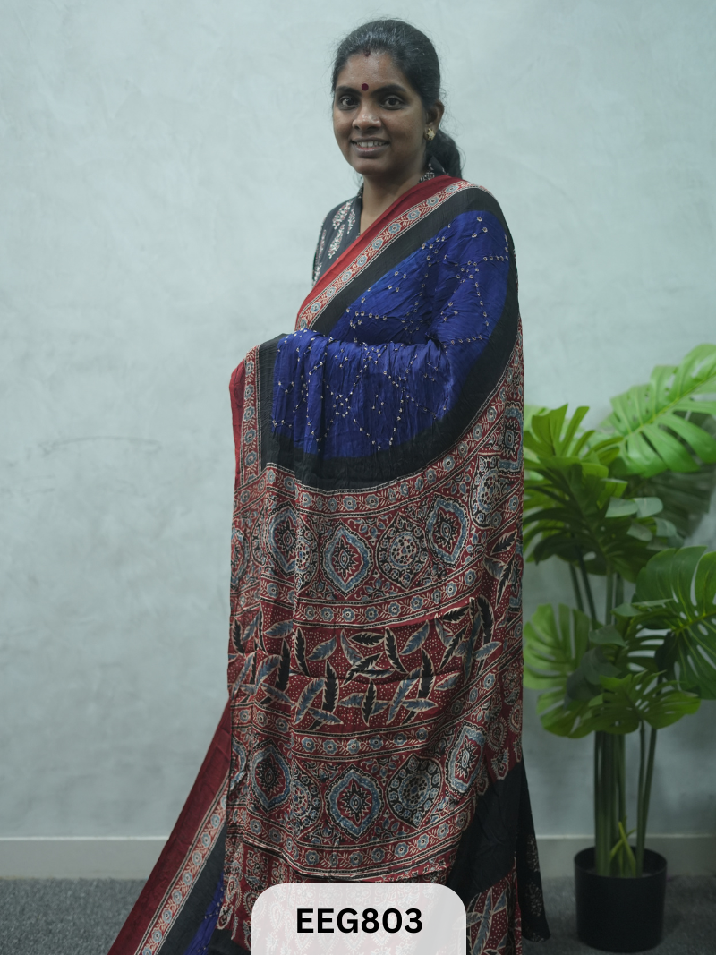 MODAL AJRAKH BANDHEJ SAREE