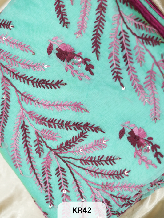 DUPION SILK WITH PURE HAND KANTHA HEAVY
