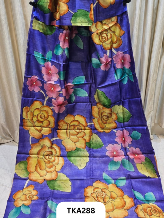 PURE HANDOWEN TUSSAR HAND PAINTED SAREE