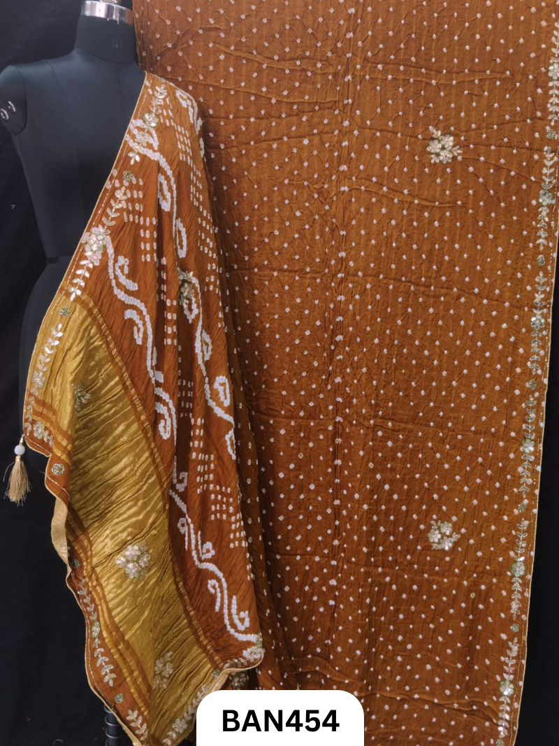 Semi Gaji SilkTissue Pallu Star Saree With Edging
