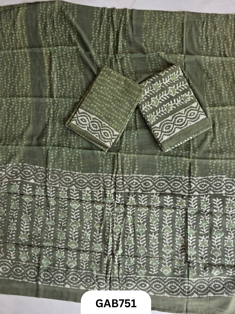 Handblock Cotton Suits With Mulmul Cotton Dupatta | Top 2.5 Mtr Dupatta 2.5 Mtr