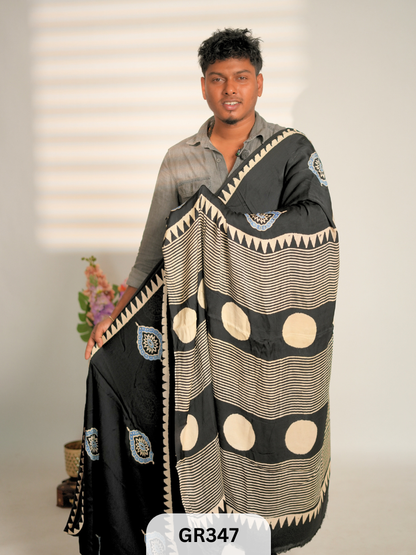 Modal silk with Ajrakh saree