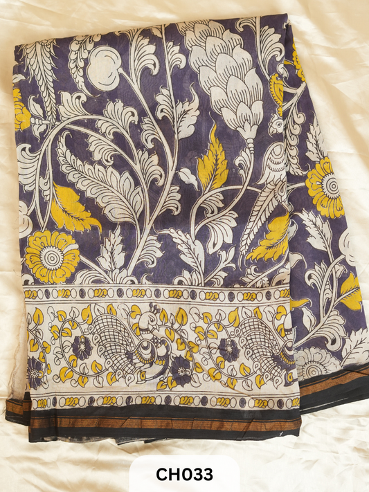KALAMKARI WITH CHANDERI SILK BORDER SAREE