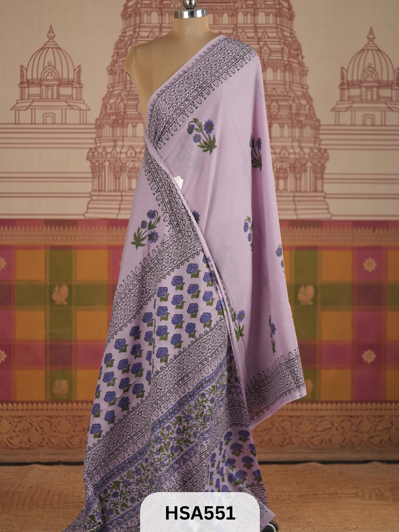 COTTON AJRAKH HANDBLOCK SAREE