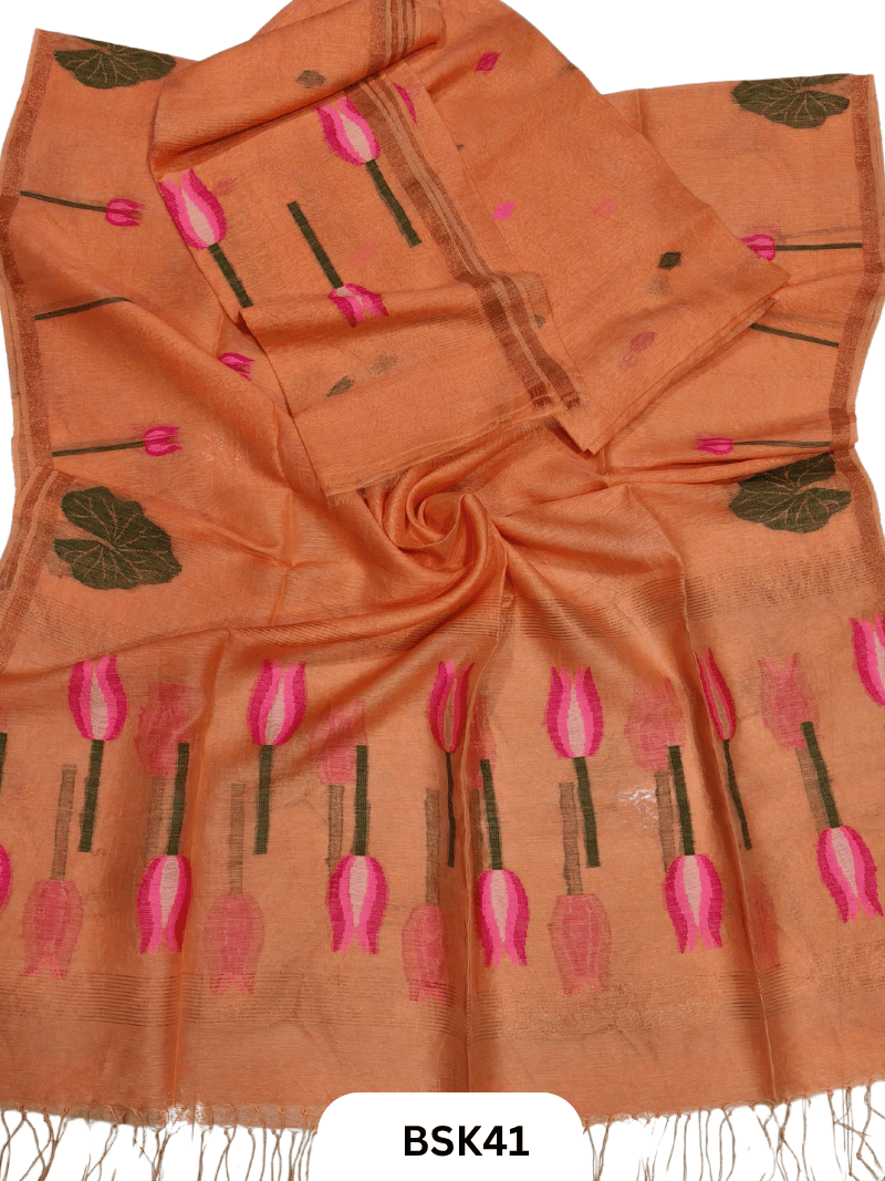Premium Pure Handloom Linen Silk Salwar  Top 2.7 mtr  Duppata 2.5 mtr