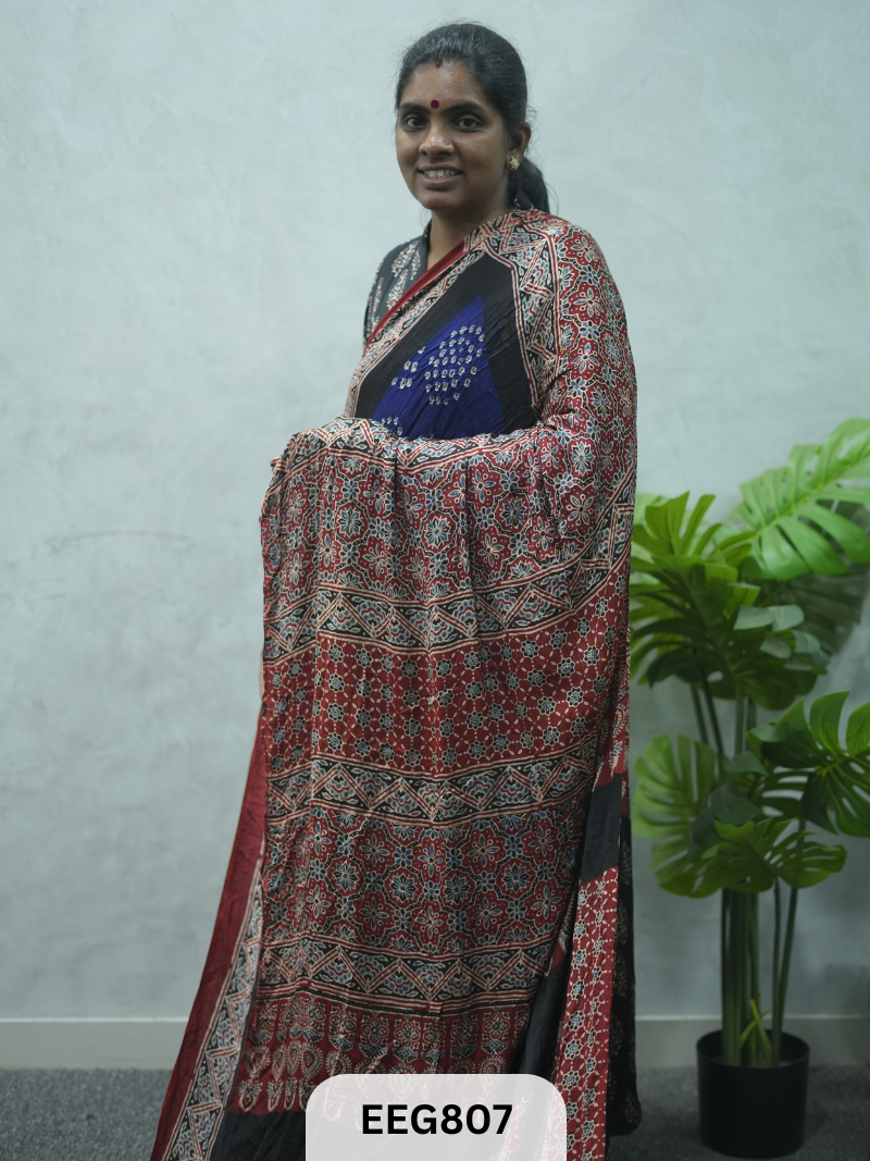 MODAL AJRAKH BANDHEJ SAREE