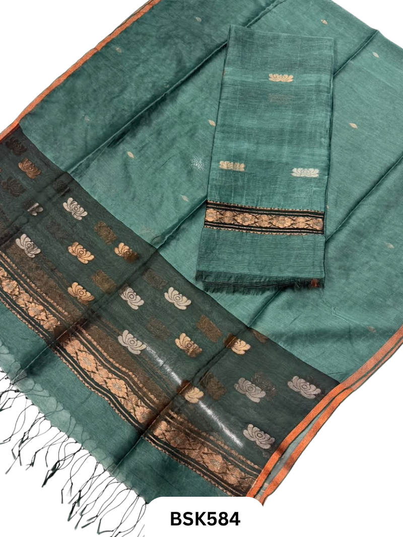 Handloom Silk Linen top & Duppata 2.5 mtr