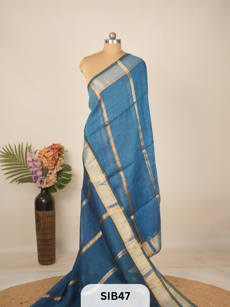 PURE JAYASHREE LINEN WITH COTTON SAREE - HANDLOOM