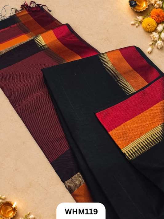 Maheshwari handloom Resham border saree
