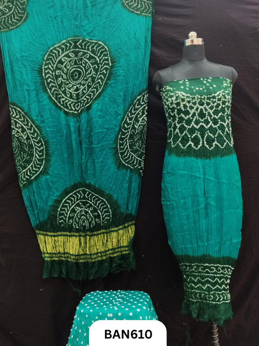 Semi Gaji Silk 3 Pcs Double Color Suit