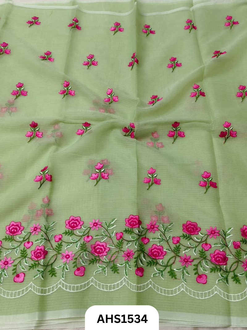 Kota Cotton Embroidery Work Saree With Blouse