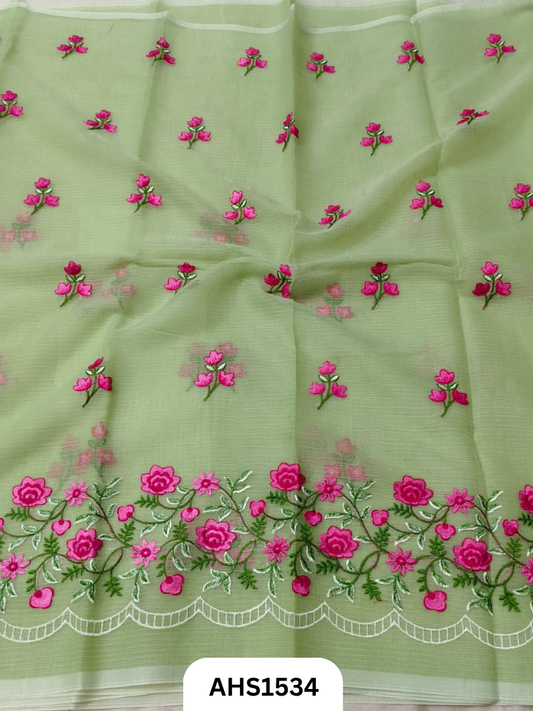 Kota Cotton Embroidery Work Saree With Blouse