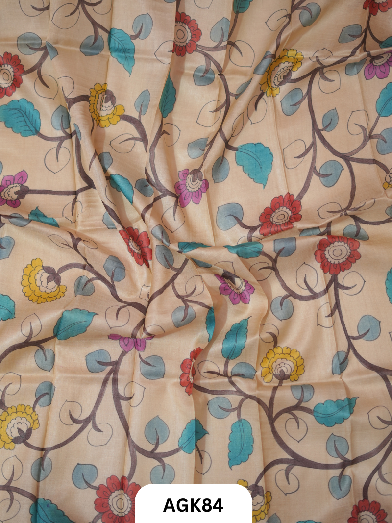 Premium Tussar Blouse Piece with Kalamkari Print – 80 CM