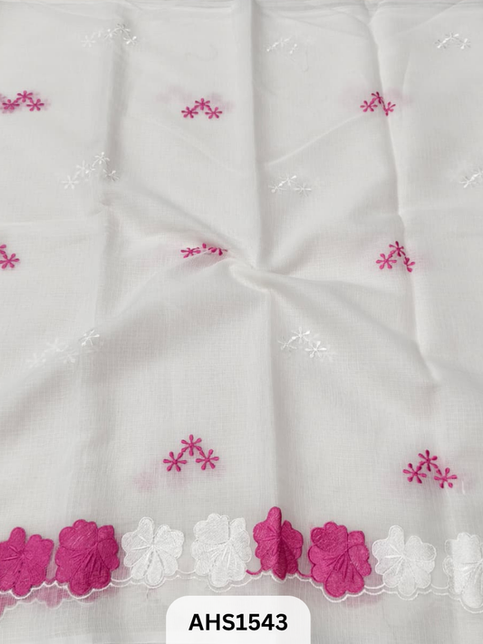 Kota Cotton Embroidery Work Saree With Blouse