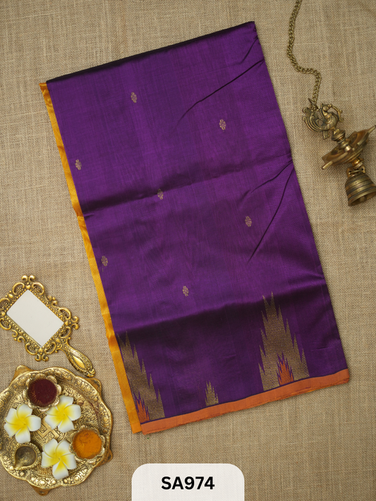 PURE HANDLOOM SILK COTTON SAREE | TEMPLE BORDER