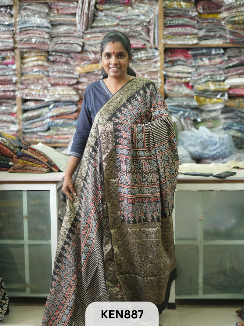 DOLA SILK AJRAKH HANDBLOCK RICH PALLU SAREE