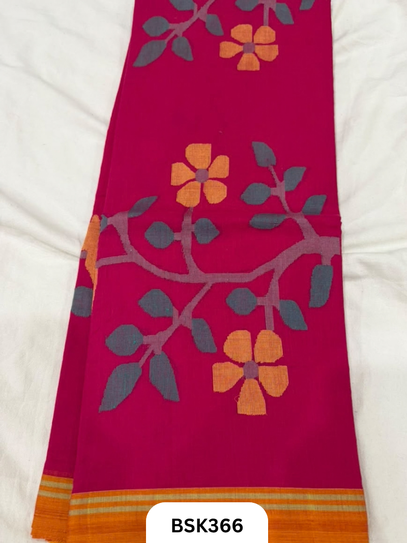 Handloom Pure Mul Cotton With Jamdhani Weave Saree
