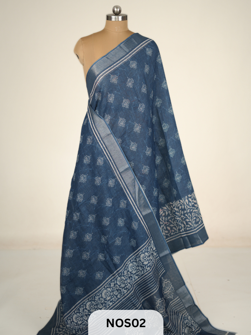 LINEN COTTON - INDIGO DIGITIAL PRINT