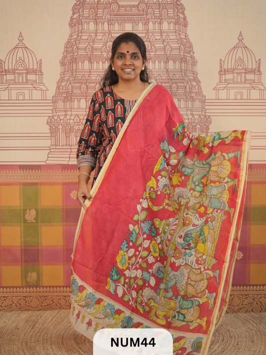 PURE CHANDERI WITH PENKALAMKARI DUPPATA