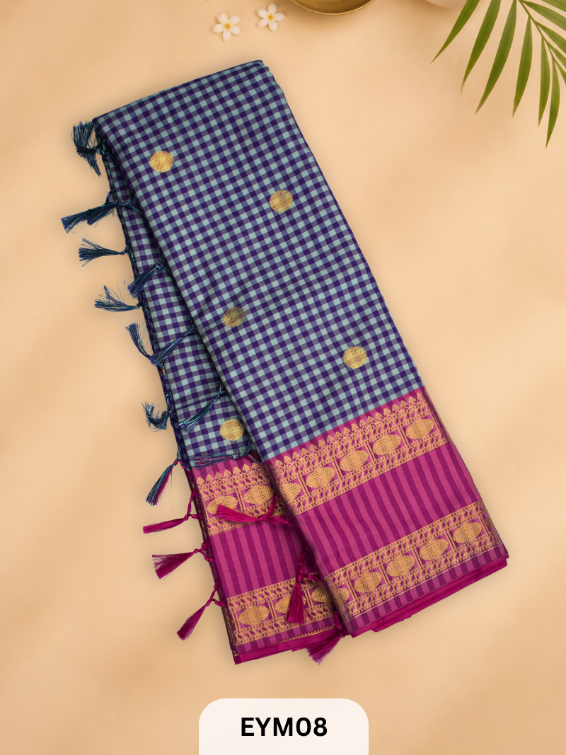VINTAGE CHECKS SEMI SOFT SILK SAREE