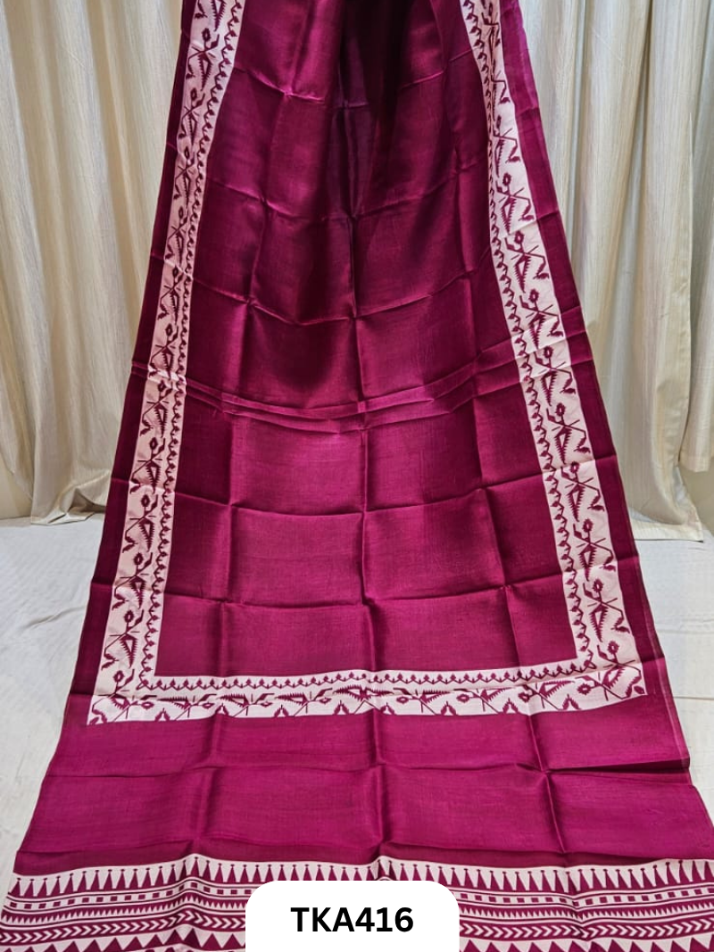 Murshidabad Silk Hand Painted Saree