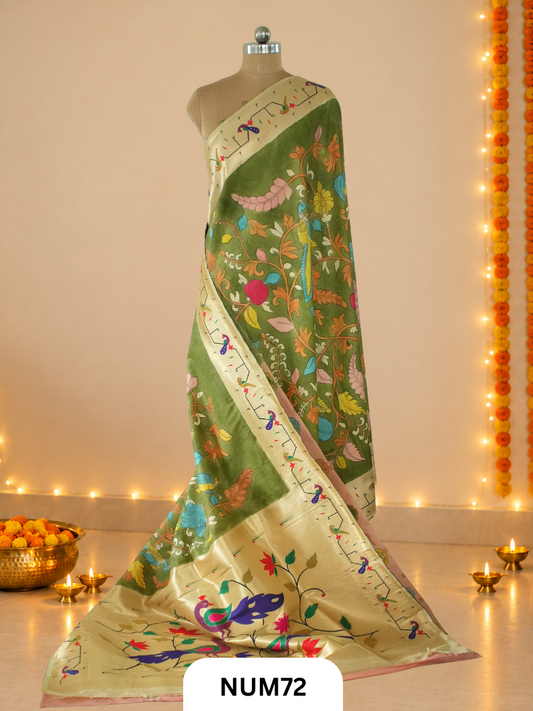 Exclusive Penkalamkari Floral pythani Saree