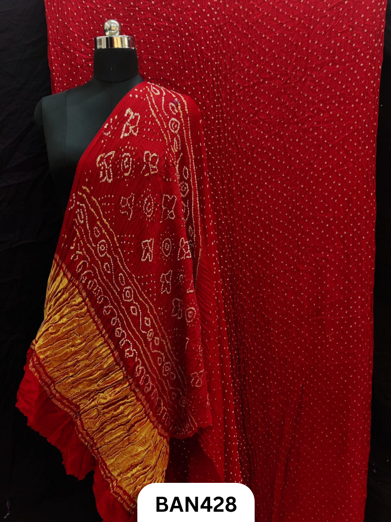 Vegan Silk Tissue Pallu Heavy Dani Bandhej Saree