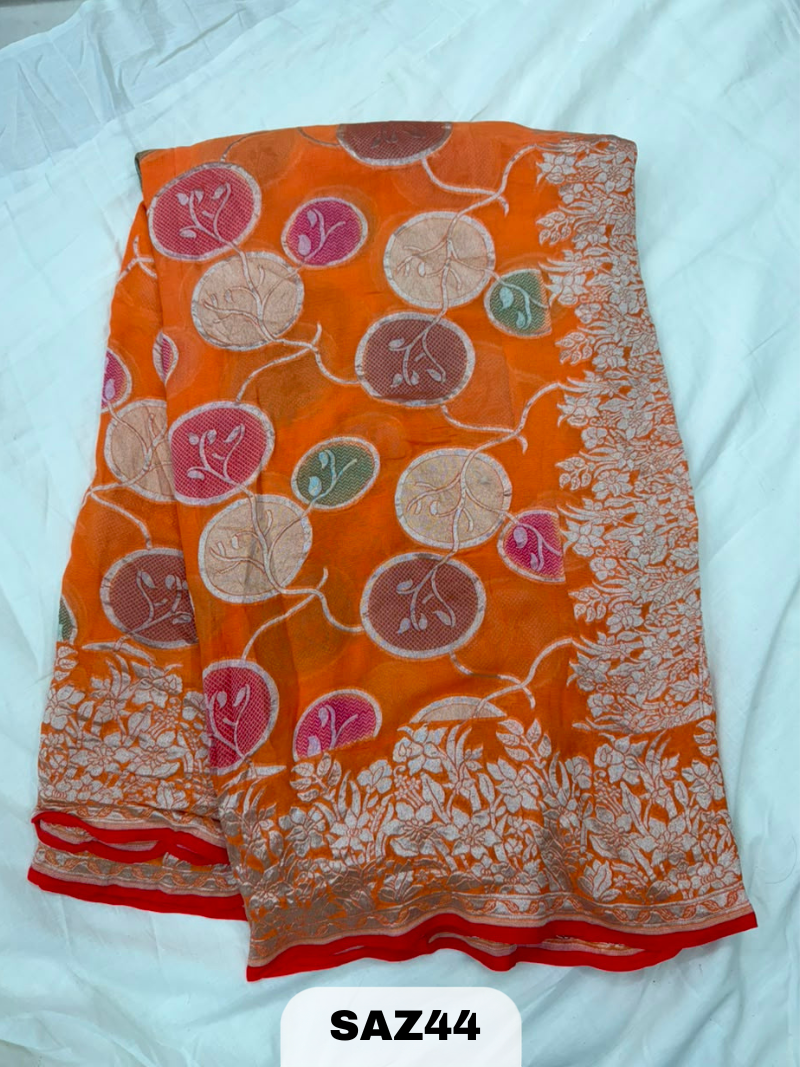 BANARAS PURE KHADI GEORGETTE WITH RANGKAAT SAREE