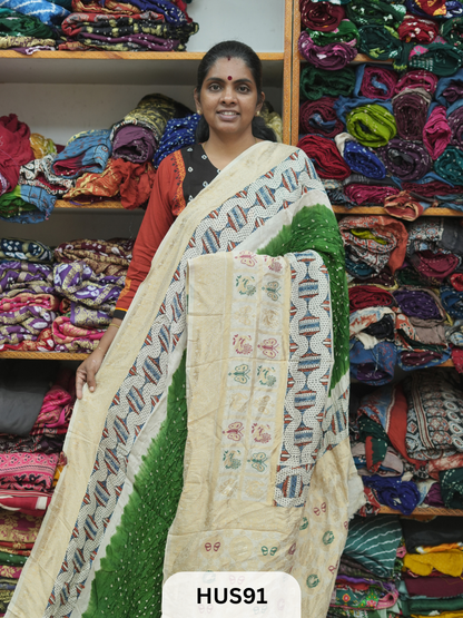 PURE DOLA SILK WITH AJRAKH MINAKARI PALLU