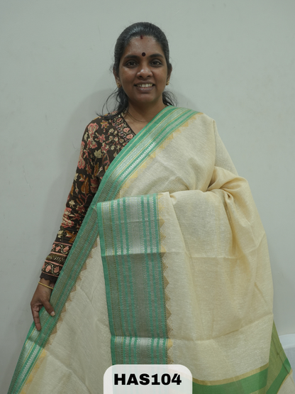 BANARAS COTTON TEMPLE BORDER SAREE