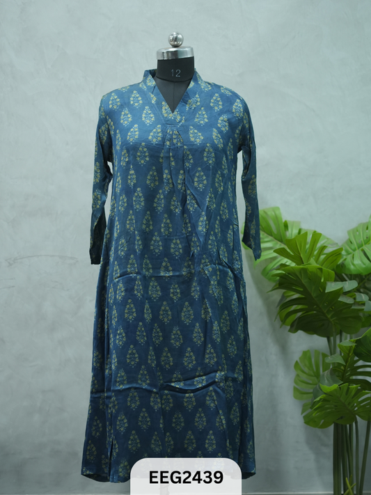 MODAL AJRAKH PRINT KURTI WITH PLEATS