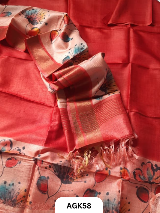 Premium Tussar Silk Hand-Painted Salwar Set – Silk Mark Certified