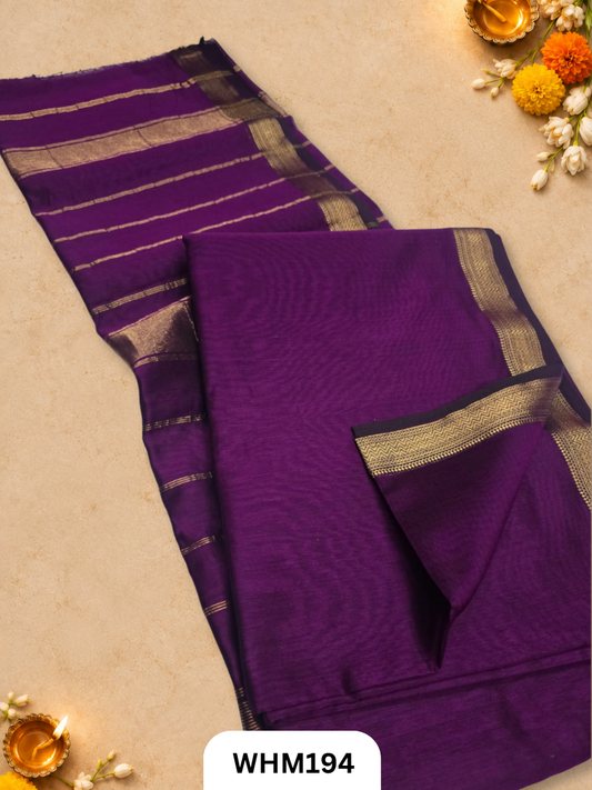 Pure Maheshwari Handloom Zari Border Plain Saree