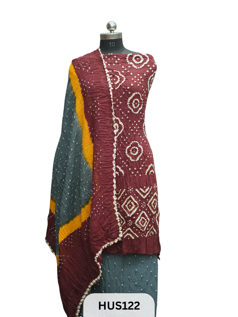 COTTON SATIN RAI BANDHEJ DRESS MATERIAL