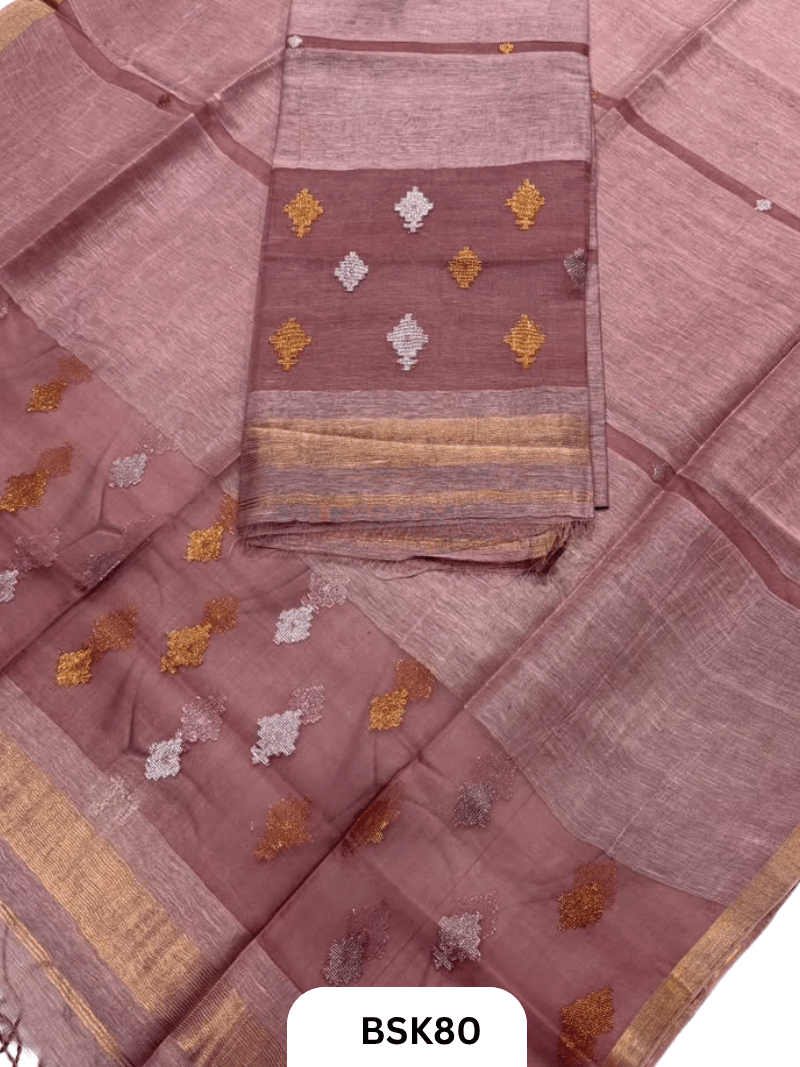 Premium Pure Handloom Linen Silk Salwar  Top 2.7 mtr  Duppata 2.5 mtr