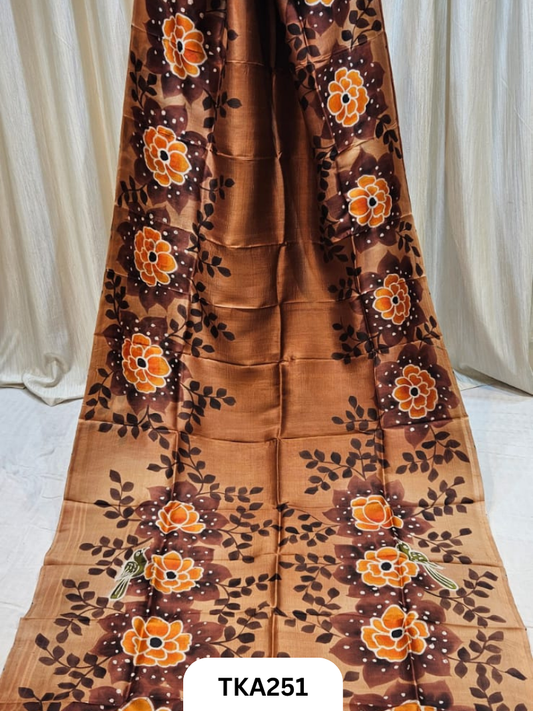 Murshidabad Silk Hand Painted Saree