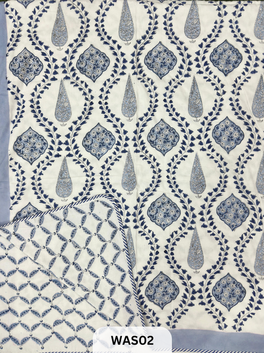 PREMIUM HAND BLOCK PRINTED JAIPURI COTTON 3 LAYER SIZE-90×108 KING SIZE