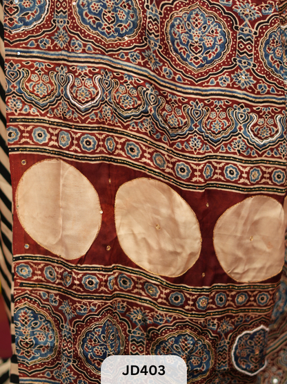 MODAL AJRAKH WITH HAND EMBROIDERY AND MIRROR WORK - Order to make -Pay after your saree is ready - Just pay 1Rs to reserve one - Price Rs 4999