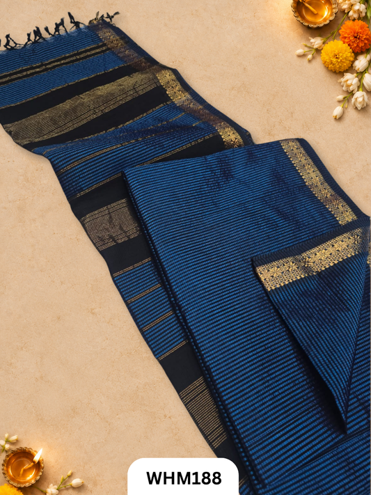 Pure Maheshwari Handloom Resham Checks Saree