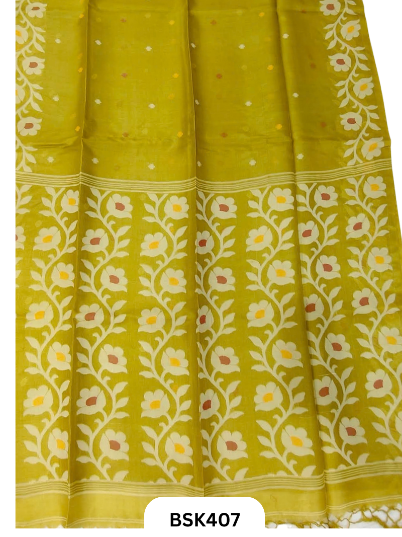 Pure Tussar Jamdani Gicha Handloom Weave