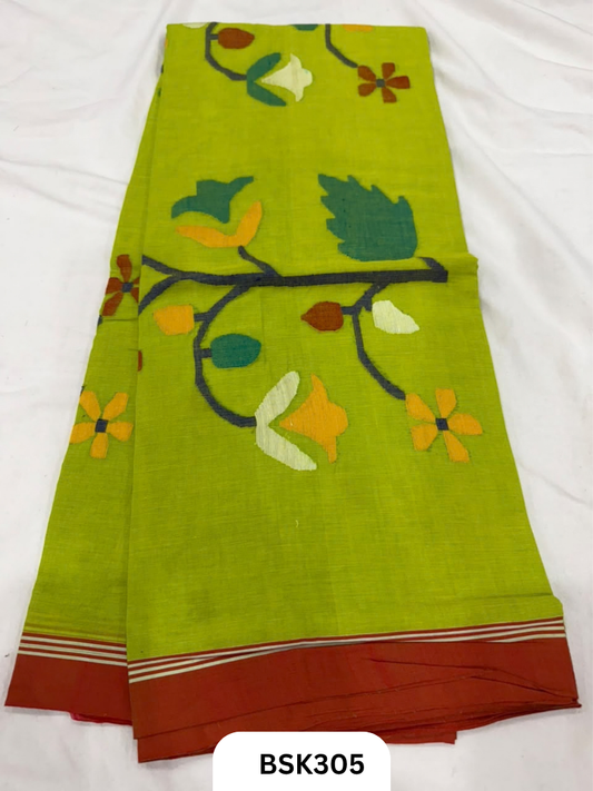 Handloom Pure Mul Cotton With Jamdhani Weave Saree