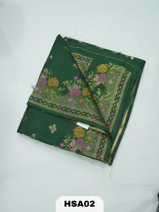 BANARAS RUSSIAN CROSS STICHED SILK SAREE