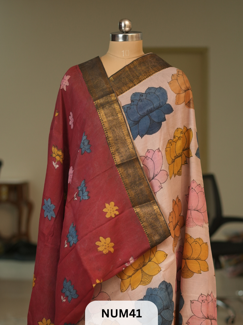 PENKALAMKARI CHENNURI SILK SAREE