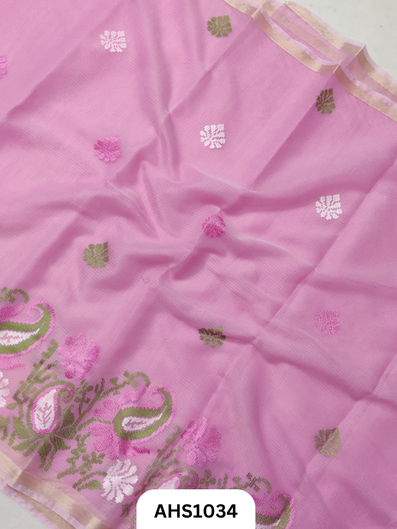Kota Cotton Embroidery  Work Saree with Blouse