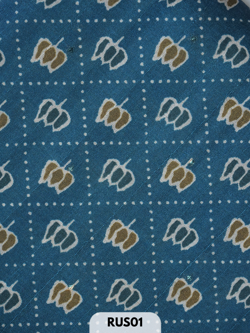Dupion ajrakh fabric-1 mtr