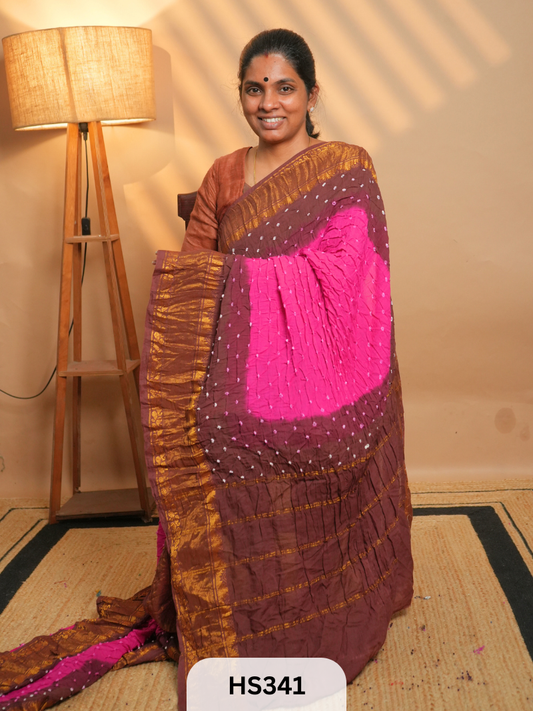 KAIKATTU SUNGUDI SAREE WITH BANDHINI WORK