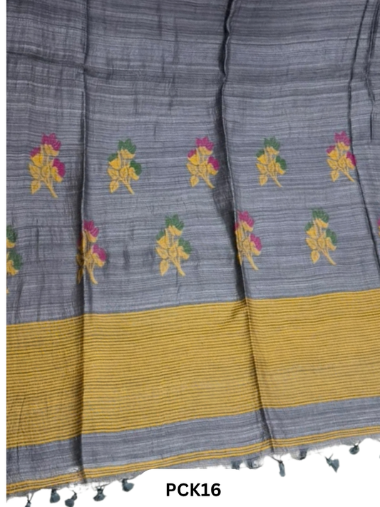 Pure Handloom Matka Handweaving Jamdani Motifs  Saree