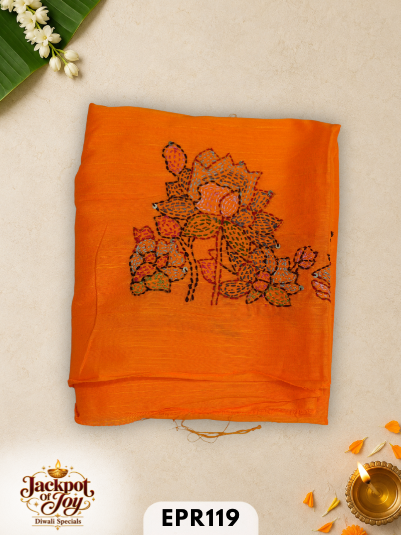 Raw silk with Kantha Blouse